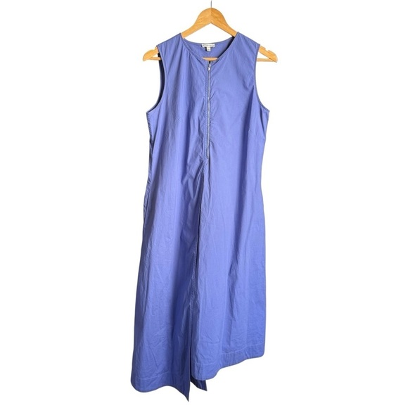 Tyler boe Cynthia Midi Wrap Dress Women Sz Medium Iris Blue Sleeveless 1/2 Zip - Picture 2 of 13